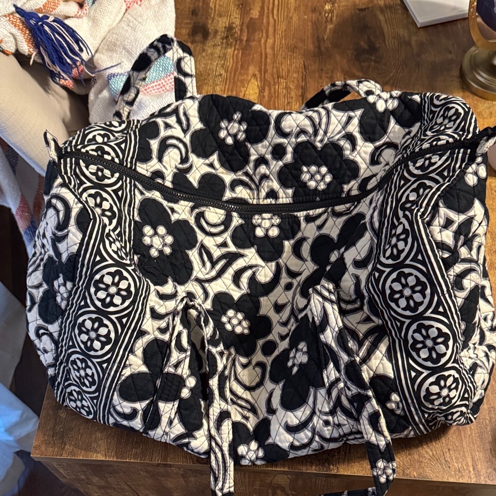 Floral Black and White travel bag